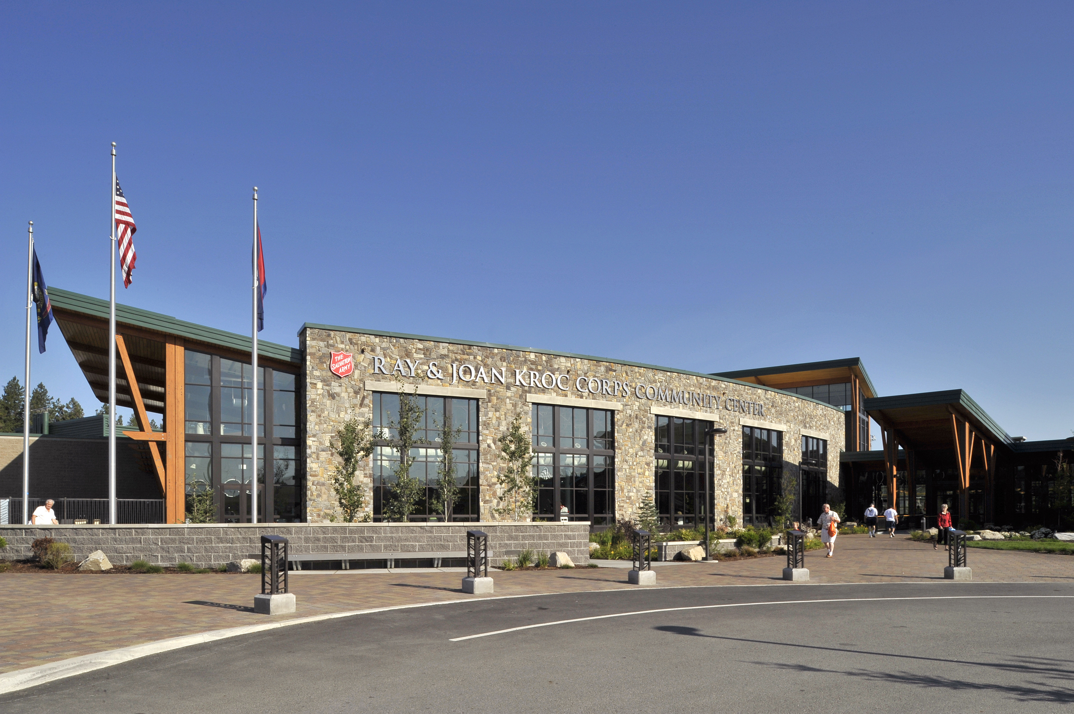 The Kroc Center is a community center located in Coeur d'Alene Idaho. The design includes state of the art aquatic pools, a gymnasium, community rooms, an aerobics studio, and a world class theater.